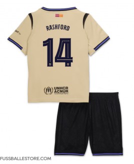 Günstige Barcelona Marcus Rashford #14 Auswärts Trikotsatzt Kinder 2025-26 Kurzarm (+ Kurze Hosen)